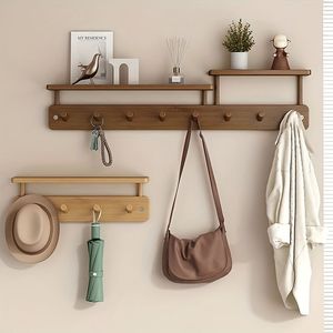 1 pc Porte-manteau mural moderne et minimaliste, crochets sans perçage pour manteaux, chapeaux et sacs, gain de place, pour entrée, porte ou mur - Product Image 1