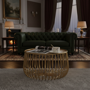 Elegante Mesa de Centro Estilo Nido en Oro Champán, Mesa de Sofá Metálica Moderna, Muebles de Lujo para Boutique y Sala de Exhibición - Product Image 3