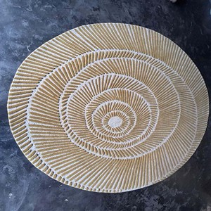 <b>Round</b> Spiral Pattern Rug Beige Cream Textured Modern Hand Tufted Area Rug <b>Carpet</b> Luxury Designer Living Room Bedroom Floor Decor - Product Image 1