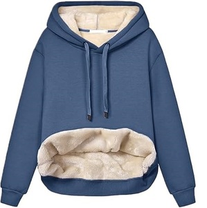 Wholesale <b>Women</b> Winter Sharpa Lined <b>Fleece</b> Knitted Eco-Friendly Breathable Thick Thermal 380g Pullover sherpa Faux Fur <b>Hoodie</b> - Product Image 5