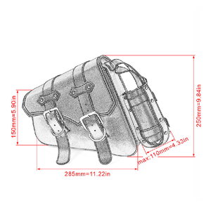 Sacoche de moto en cuir noir avec double fermeture à boucle et sangles latérales pour Harley Iron - Product Image 2