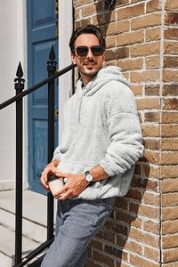 Men's Sherpa Fleece <b>Hoodie</b> Winter Warm <b>Teddy</b> Pullover Sweatshirt Custom Men's <b>Teddy</b> Fleece <b>Hoodie</b> <b>Oversized</b> Sherpa Sweatshirt - Product Image 2