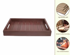 Handcrafted Solid Wooden Serving <b>Tray</b> with Cutout Handles Rectangular Breakfast <b>Tray</b> for Coffee <b>Tea</b> Snacks Ottoman Kitchen Count - Product Image 4