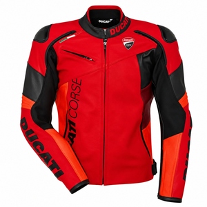 Chaqueta de Motociclista Estilo Ducati Personalizada, Cuero Genuino de Vaca, Armadura CE, Chaqueta de Motociclista, Fabricante OEM ODM - Product Image 1
