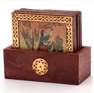 ชุดจานรองแก้วศิลปะหรูหรา ราชวัสดา ผลิตในอินเดีย - Product Image 3
