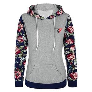 Sudaderas con capucha para mujer con logotipo personalizado OEM, sudaderas deportivas de manga larga con estampado de sublimación de flores - Product Image 1