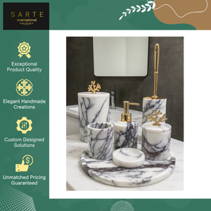 Top Quality Eco-Friendly and Handmade Modern Three-piece Luxury Handmade Marble Soap Dispenser <b>Bathroom</b> <b>Accessory</b> <b>Set</b> - Product Image 2