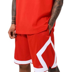 Conjunto de camiseta y pantalones cortos rojos de dos piezas para hombre, elegante conjunto de camiseta y pantalones cortos de manga corta, ropa informal de verano - Product Image 3