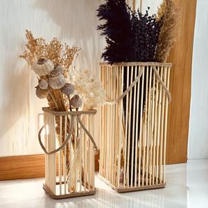 Vase de sol en bambou artisanal de qualité supérieure, décoration bohème et rustique, 15x10 pouces, lot de 2, fournisseur OEM Vietnam - Product Image 5