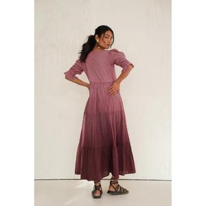 Gorgeous V-Neck A-Line Maxi <b>Dress</b> Cap Sleeve Simple Natural 100% Cotton <b>Tiered</b> Pleated Romantic Summer Style Women Wholesale - Product Image 3