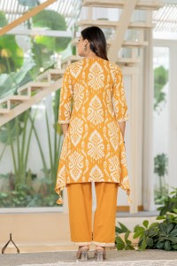 Kurta de Algodón Puro con Estampados Étnicos y Adornos de Espejo, con Pantalón - Product Image 3