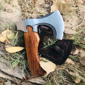 Handmade <b>Axe</b> Carbon Steel Blade Wood <b>Handle</b> With Leather Sheath Outdoor Mini <b>Axe</b> Custom <b>Axe</b> - Product Image 5