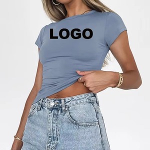 100% Cotton Casual Solid Women <b>Crop</b> <b>Top</b> T-Shirts Summer Eco-Friendly Breathable Anti-Pilling - Product Image 1