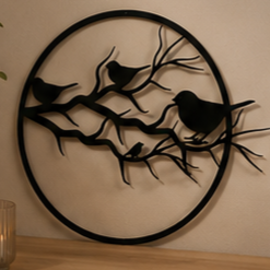 Plaque murale circulaire en métal noir découpée à l'emporte-pièce, thème animal, décoration artistique pour la maison - Product Image 3