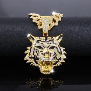 Collar de Lujo con Colgante de Cabeza de Tigre con Diamantes de Alta Calidad, Estilo Hip Hop, Collar de Animales con Incrustaciones de Diamantes para Hombre, Disponible a Precio de Exportación - Product Image 5