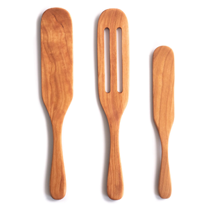 Espátula de madera natural y maciza, utensilios de cocina personalizados con mango largo, al por mayor. - Product Image 1