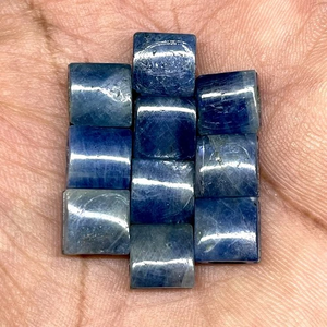 Zafiro azul natural de 9 mm, cabujón cuadrado perforado, zafiro sin tratar, piedras preciosas sueltas para la fabricación de joyas, suministro al por mayor. - Product Image 5
