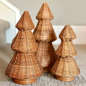 Ornements décoratifs de Noël en rotin faits à la main, arbres de Noël en gros, accessoires de fêtes - Product Image 6
