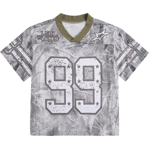 Camiseta de fútbol de malla con estampado personalizado, cuello en V, manga corta, patrón de camuflaje, camisa deportiva transpirable para hombres adultos - Product Image 5