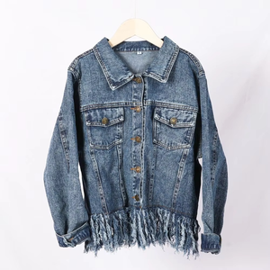 Chaqueta Vaquera Desgarrada con Flecos para Niñas Pequeñas, Estilo RTS, Gran Venta - Product Image 1
