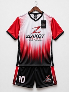 Venta al por Mayor Directa de ZIAKOT INDUSTRY, Uniforme de Fútbol Personalizado Sublimado en Rojo, Blanco y Negro, Estilo Moderno - Product Image 1