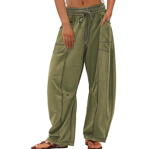 Pantalon de jogging décontracté d'été pour femme, taille haute, coupe ample, avec cordon de serrage, jambe large, style streetwear, vente en gros - Product Image 6
