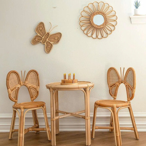Meilleur choix : Table et chaises en rotin pour enfants, idéales pour la chambre d'enfant et la salle de jeux, siège en osier naturel léger, chaise en rotin pour bébés et enfants, fabriquée au Vietnam - Product Image 3