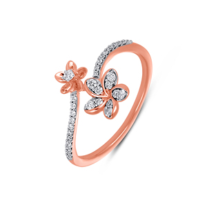 Bague de fiançailles haut de gamme pour femme, diamants marquise de 0,35 ct, bande ouverte avec accents floraux, prix de gros - Product Image 1