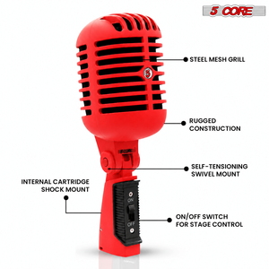 Vintage Classic Dynamic XLR <b>Studio</b> Microphone Retro Style Red - Product Image 2