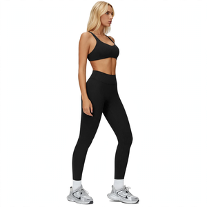 SPINE <b>CRAFT</b> Women's Tank Shorts Sleeveless High Waist Tummy Control Workout Activewear Seamless Scoop Neck Yoga <b>Set</b> - Product Image 3