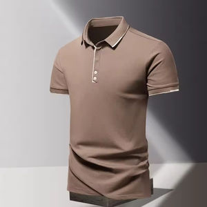 Camisa de Verano para Hombre, Moderna, de Seda de Hielo, Transpirable, de Secado Rápido, de Manga Corta, de Color Sólido, Holgada, Informal, con Cuello - Product Image 1