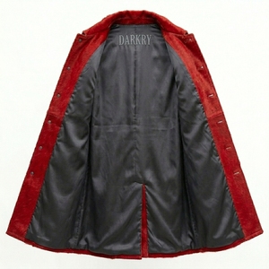 Custom Men Hair On Hide Real Leather Trench Coat Wholesale Studded Harness Heavy Metal Chain <b>Punk</b> Overcoat Supplier Factory - Product Image 3