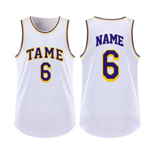 Maillot de basket-ball unisexe personnalisé, imprimé par sublimation, tissu en maille respirant / blanc, logo brodé personnalisé sur le devant, sans manches - Product Image 1