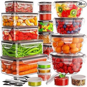 Set di 40 Contenitori per Alimenti con Coperchi per Organizzazione della Cucina - Product Image 1