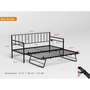 Lettino Matrimoniale con Luci LED RGB e Stazione di Ricarica, Telaio Regolabile in Altezza, Letto Estraibile Versatile in Metallo - Product Image 4