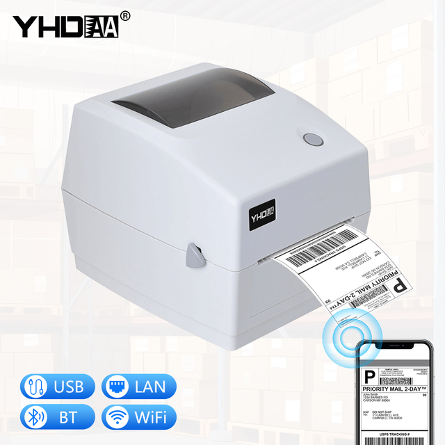 High Quality 4 Inch Thermal Label Printer, Support USB BT LAN WiFi Interface, Compatible with Windows Mac IOS Android
