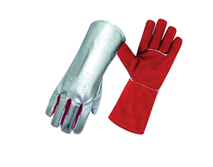 Gants de soudage en cuir de vachette avec doublure en Kevlar, résistants aux éclaboussures de métal fondu, type A, manchette rouge et verte, taille XL - Product Image 1