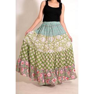 Handmade Breathable Casual Cotton Printed Patchwork Boho Wrap Design Eco-Friendly High Quality <b>Long</b> Maxi <b>Skirt</b> for Women Ethnic - Product Image 1