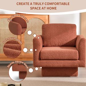 Poltrona moderna con accento girevole a 360 gradi 30 \ "W orsacchiotto Sherpa poltrona spessa imbottita divano divano comodo soggiorno - Product Image 6