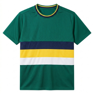 Camiseta de fútbol verde a rayas, uniforme deportivo personalizado de secado rápido para hombres, mujeres y jóvenes, con estampado por transferencia térmica, ropa de fútbol de malla de poliéster. - Product Image 1