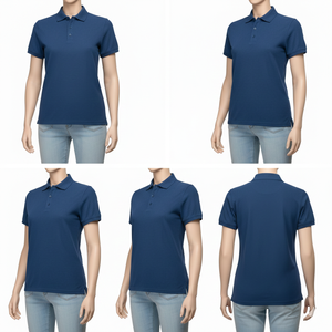 Camiseta de Mujer a Cuadros, Tejida, con Estampado Digital, Elástica en 4 Direcciones, de Algodón, Manga Corta, Transpirable, Antipilling, Casual, Moderna, OEM - Product Image 3