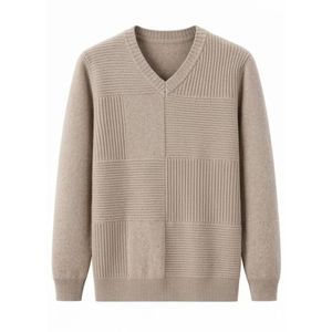 Custom Brown Men's Wool V Neck Graphic <b>Knit</b> Sweater Abstract <b>Pattern</b> Pullover Fashion Winter Knitwear Casual Layer - Product Image 3
