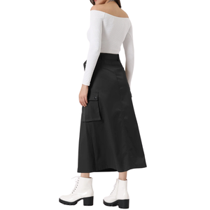 Jupe trapèze décontractée taille haute pour femme, avec poches souples, en mélange de polyester léger, pour le streetwear et l'aventure, vente en gros - Product Image 5