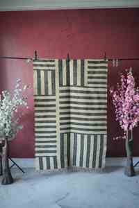 Tapis Kilim en laine et jute tissé à la main, décoration bohème en fibres naturelles - Product Image 1