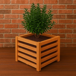 Large Eco-Friendly Bohemian Bamboo Square Planter <b>Pot</b> | Durable Hand-Carved Indoor Outdoor Decorative Plant <b>Stand</b> - Product Image 6