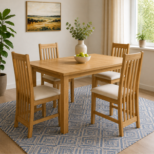 ARTERRA Ensemble de salle à manger de luxe écologique et durable en teck fait main, style ferme moderne, table rectangulaire, chaises rembourrées, hôtel - Product Image 6