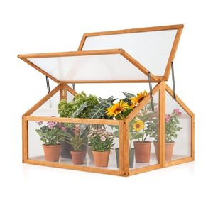 Serra Portatile con Doppia Ventilazione Regolabile sul Tetto, in Legno di Abete, per Coltivazione Annuale Domestica, con Policarbonato - Product Image 1