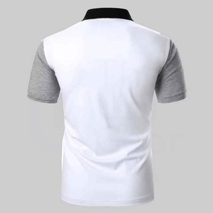 Polo à manches courtes pour homme, style décontracté, tricoté, à blocs de couleur, rayé, gris, blanc, noir - Product Image 2