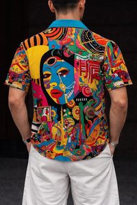 เสื้อชายหาดแขนสั้นพิมพ์ลายดิจิทัล ผ้าป๊อปลิน เสื้อเชิ้ตสำหรับวันหยุดฤดูร้อน ปกคอพับ ระบายอากาศได้ดี ลายพิมพ์สวยงาม สวมใส่สบายๆ - Product Image 4