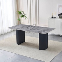 Table à manger en céramique noire minimaliste nordique, design moderne, 8 places, rectangulaire, réglable, meubles de salle à manger